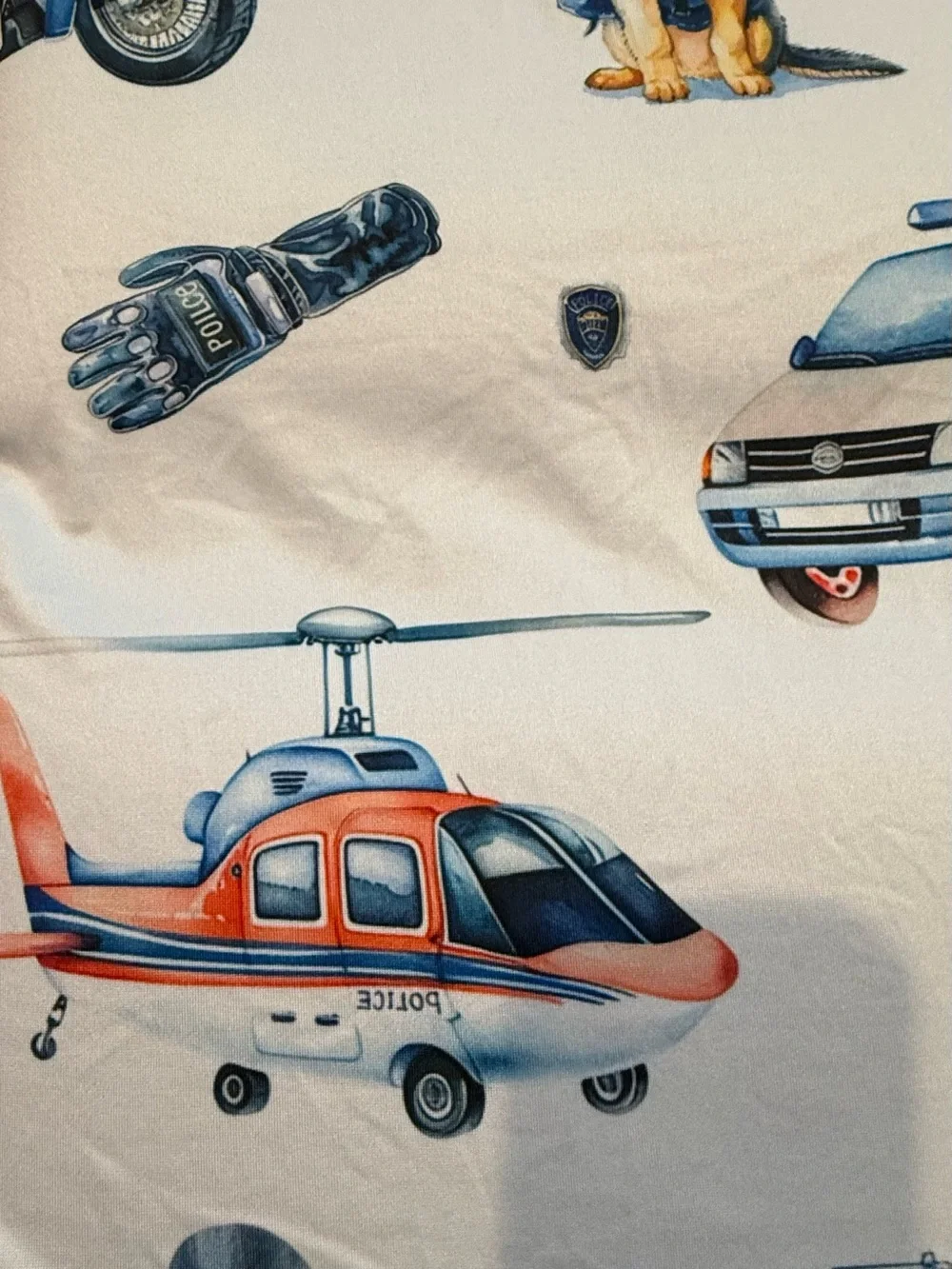 Kids Police Vehicle Crib sheet - Blue & White